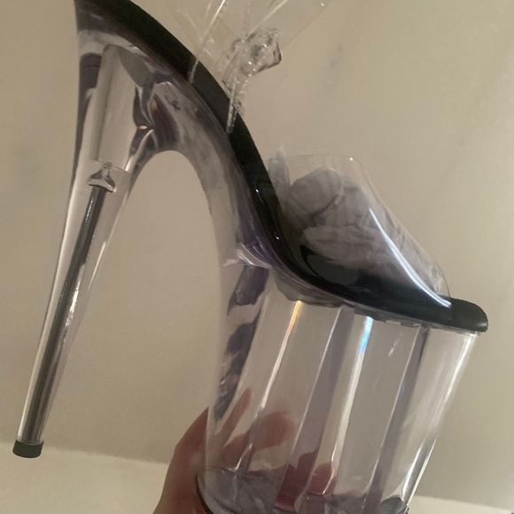 Clear Platform Stiletto Heels with Black Insole by Pleaser - Picture 5 of 13